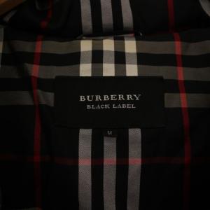 BURBERRY BLACK LABEL ダウンジャケット ジップアップ フード ファー 裏地チェック M ネイビー /BM