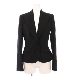 テーラードジャケット アウター シングル 総裏地 ベロア 切替 ヒョウ柄 レオパード ショート丈 ウール