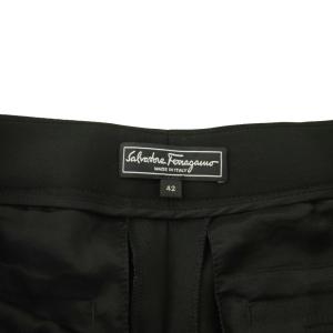 Salvatore Ferragamo ガンチーニ テーパードパンツ スラックス ジップフライ センタープレス ウール 42 黒 ブラック 8315-001