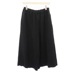 ワイドパンツ イージー ウエストゴム 無地 S 黒 ブラック /BB