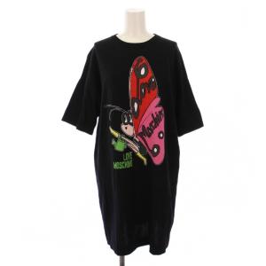 SHORT DRESSES ニット ワンピース ミニ丈 半袖 クルーネック I42 黒 /BM