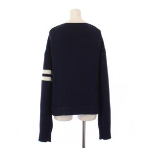 MADISONBLUE コットンローゲージカーディガン 長袖 Vネック 01 紺 白 MB171-8007 /BM