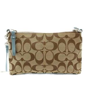 COACH シグネチャー ショルダーバッグ 6368N ポーチ ポシェット ベージュ 水色 /G