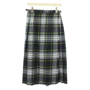 ラップスカート 巻き フレア マキシ ロング チェック柄 14 緑 グリーン タグ付き /BB