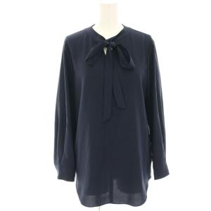 SHALLOW GGT KIMLY S シャツ ブラウス 八分袖 ボウタイ P 紺 ネイビー 01-9908217-880-901
