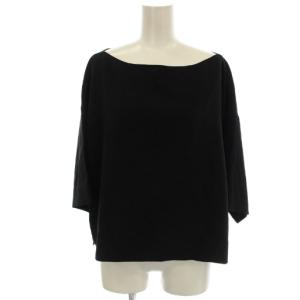 シャツ ブラウス F 黒 ブラック ボートネック 七分袖 16-051-500-9021 /G