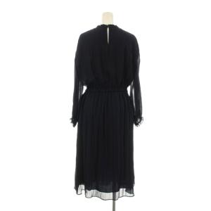 BALLSEY 22SS ランダムプリーツジョーゼット ウエストギャザーワンピース フレア ミモレ ロング 九分袖 36