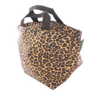 Hervé Chapelier パンサー 舟形 トートバッグ ハンドバッグ レオパード ヒョウ柄 バイカラー ナイロン 茶 ブラウン 黒