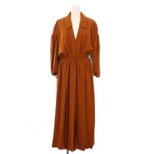 フレアワンピース シルク 42 ブラウン