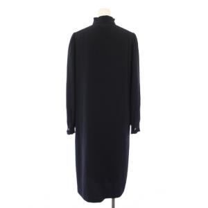 A.P.C. フレアワンピース ミモレ ロング 長袖 スタンドカラー 無地 34 紺 ネイビー /BB