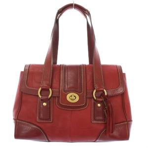 ハンドバッグ レザー ロゴチャーム 刺繍 フリンジ ターンロック式 赤 レッド 11332 /BB