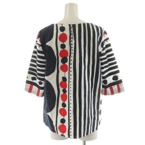 marimekko シャツ ブラウス プルオーバー 5分袖 総柄 コットン 36 黒 ブラック 白 ホワイト 赤 レッド 52431-40508