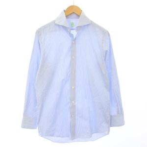 シャツ 長袖 ストライプ M ブルー 10-010254 /TK