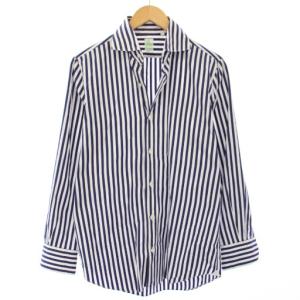 シャツ 長袖 ストライプ 15 4/3 紺 /TK