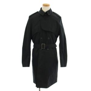 トレンチコート アウター ロング丈 無地 ワンカラー ベルト 50 黒 ブラック /BB