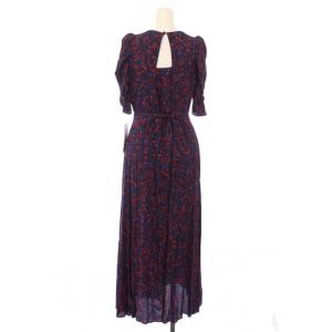 FRAY I.D ヴィスコースフラワーカシュクールワンピース フレア マキシ ロング 半袖 Vネック 花柄 0 紺 ネイビー