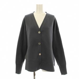 24SS ファインコットンスムースカーディガン ニット 長袖 Vネック チャコールグレー 24080900303010