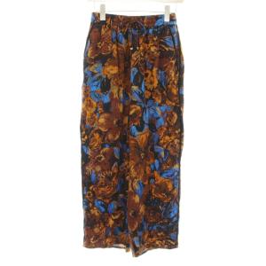 24SS アートフラワー リラックスパンツ イージー 花柄 36 茶 ブラウン 青 ブルー 24030900504020