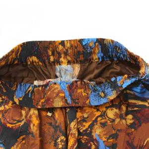 IENA 24SS アートフラワー リラックスパンツ イージー 花柄 36 茶 ブラウン 青 ブルー 24030900504020