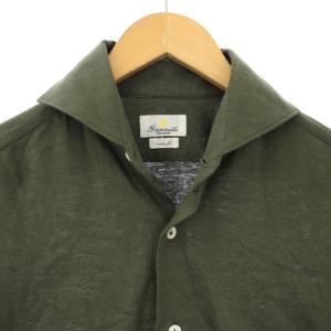 GIANNETTO vinci fit シャツ リネン 15/38 カーキ /TK