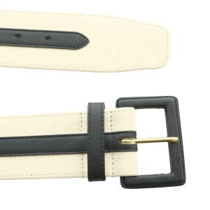 ANAYI ベルト ハトメ キャンバスコンビレザー ブラック ホワイト /NQ