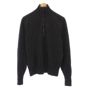 ニット セーター ハーフジップ カシミヤ 薄手 48 グレー