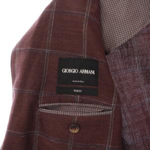 GIORGIO ARMANI TOKYO テーラードジャケット シングル チェック 48 ブラウン RSGJ25 RS514 /KH