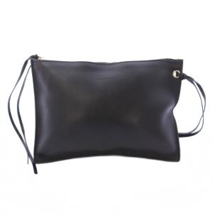 ポーチ 小物入れ コンパクト レザー ロゴ 型押し ワンカラー 黒 ブラック /BB OH