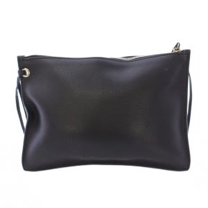 BALENCIAGA ポーチ 小物入れ コンパクト レザー ロゴ 型押し ワンカラー 黒 ブラック /BB OH