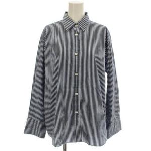 22AW シャツ ブラウス 36 青 ブルー 長袖 ストライプ柄 22-050-900-0570 /G