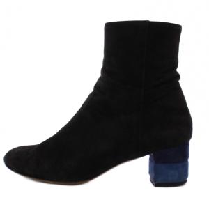 ショートブーツ チャンキーヒール スエード 5.5 C 黒 /BM