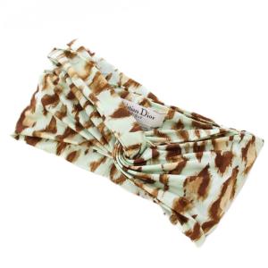 BOUTIQUE ヘアバンド ヘアターバン ヘアアクセサリー ストレッチ 総柄 水色 ライトブルー 茶