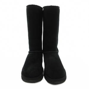 UGG australia W CLASSIC TALL ムートンブーツ ロング スエード 24cm 黒 ブラック /JS