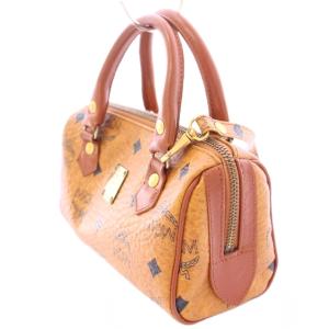MCM ミニボストンバッグ ロゴグラム ヴィセトス柄 2WAY ブラウン
