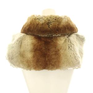 FENDI つけ襟 ラビットファー ステンカラー カットワークレース レザー 茶 ブラウン /KU OH