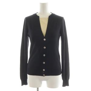 カーディガン レイヤード調 ウール シルク混 絹 M 黒 ブラック 31 HA014 /AN49