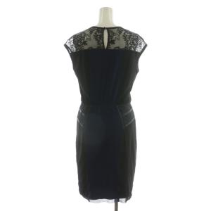 VIVIENNE TAM ノースリーブワンピース ひざ丈 フラワーモチーフ 刺繍 Iライン 0 ネイビー /NQ