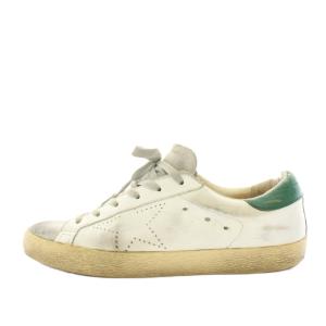 スーパースター SUPERSTAR スニーカー シューズ レザー USED加工 ダメージ加工 38 緑