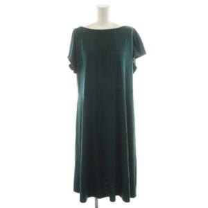 ワンピース ひざ丈 ボートネック 半袖 プリーツ ウール 38 緑 グリーン 53508091 /AN7