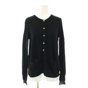 ロングスリーブトップス L/S Tops カーディガン 長袖 シフォン切替 2 黒 ブラック グレー 15AWLU1012