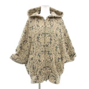 フードジャケット ジップアップ 36 グレー ベージュ 総柄 /AE