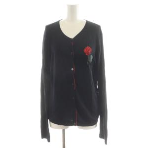カーディガン 花柄 シルク 絹 3 黒 ブラック 赤 レッド /AN18