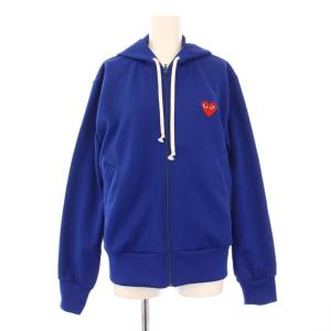 ジップアップパーカー ジャケット ストレッチ ロゴ 刺繍 ワンポイント L 青 ブルー /BB