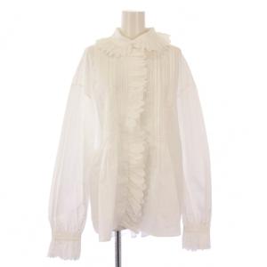 アンティークブラウス シャツ 長袖 フリル 36 白 ホワイト 2911-852A /BB