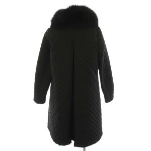 Bilitis dix-sept ans キルティングコート 中綿 ロング ステンカラー フォックスファー アウター 黒 2915-756 /YM