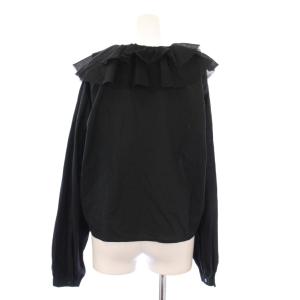 mizuiro ind mizuiroind シャツ ブラウス 長袖 ビッグカラー ショート丈 黒 /KH