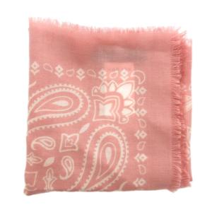 スカーフ ペイズリー フリンジ ウール ピンク /JS