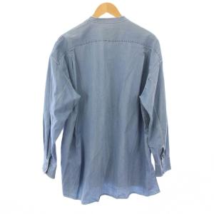 UNITED ARROWS Pheeta 23SS カジュアルシャツ 長袖 バンドカラー 刺繍 1 青 ブルー 8951-699-0011