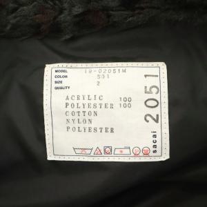 sacai 19AW レオパードプリントエコファーブルゾン ジャケット 切替 コーデュロイ 2 カーキ 黒 ブラック