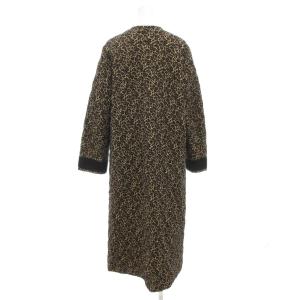 IENA ノーカラーキルティングコート 中綿 ロング レオパード柄 ヒョウ柄 ラメ 38 ベージュ 黒 ブラック